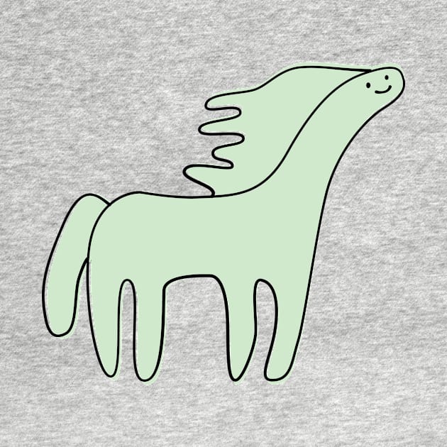 Cute Silly Simple Minimalist Pastel Green Horse White Pattern by Charredsky